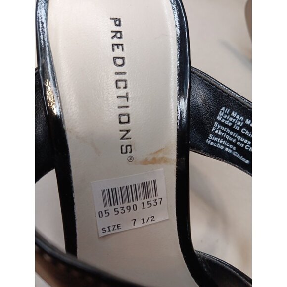 Predictions Women 7.5 Black and Tan 2000s Faux Patent Leather Sandal Slides Mule - Picture 9 of 11